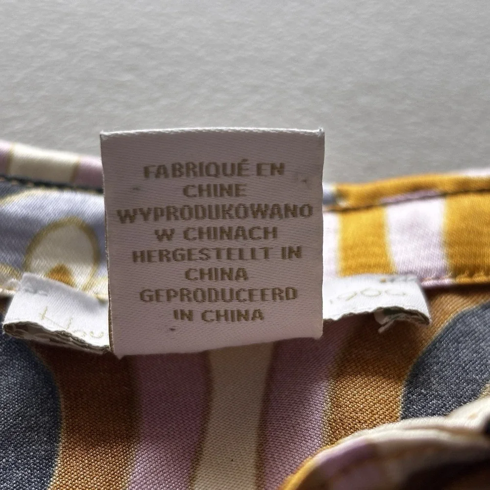House of Harlow 1960 Blouse Top XL Art Deco Button Up Pink Gold Satin Retro READ - Picture 10 of 16